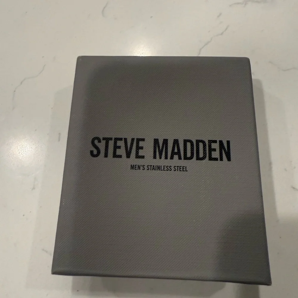 Steve Madden Silver Stainless Steel Dog Tag Necklace